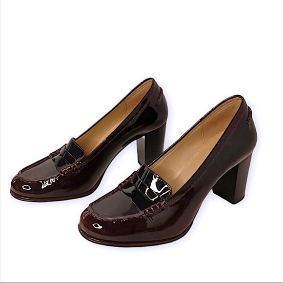 MICHAEL Michael Kors Bayville Plum Patent Leather Slip-On Loafer Heels, Size 5 - Picture 6 of 16